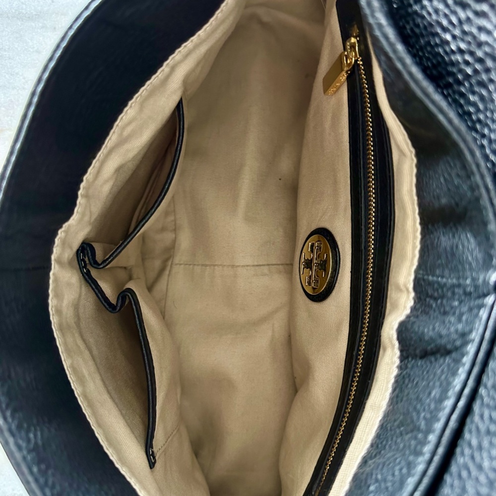 Tory Burch Black Pebble Leather Crossbody Messenger Bag - Large - Picture 11 of 16